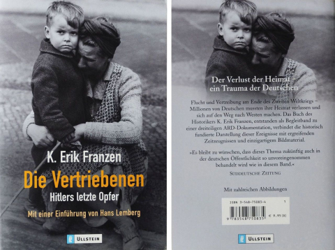 Vorder- und Rückseite des Begleitbuches zur ARD-Dokumentation „Die Vertriebenen“, 2002 (K. Erik Franzen, Die Vertriebenen. Hitlers letzte Opfer, München 2002)