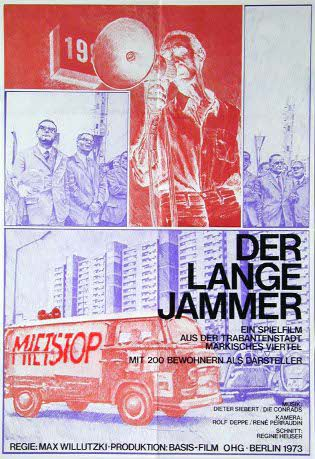 Der »Lange Jammer«, ein 1975 erstmals im Fernsehen ausgestrahlter dokumentarischer Spielfilm, den der Regisseur Max Willutzki gemeinsam mit Bewohnern des Märkischen Viertels drehte, schilderte deren Versuche, sich gegen Mieterhöhungen zu wehren. (Archiv APO und soziale Bewegungen, Freie Universität Berlin, Ordner »Berlin, Mieter, MV Material«)