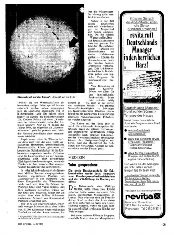 Ein Dokument des semantischen Übergangs von der »Managerkrankheit« zum »Stress«: »Anti-Streß-Ferien« für »Deutschlands Manager« – »auf der Sonnen-Terrasse des Harzes« (Anzeige im SPIEGEL, 14.8.1972, S. 105)