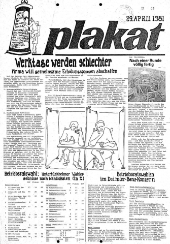 »plakat«-Titel vom 29.4.1981 »plakat«-Titel vom 29.4.1981