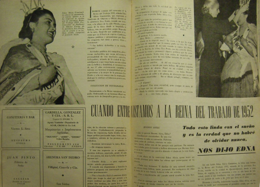 »Als wir die Königin der Arbeit von 1952 interviewten« (aus: Argentina Justicialista, April/Mai 1952, S. 4f.)
