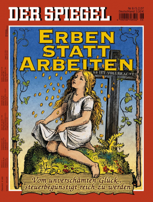 In bezeichnender Regelmäßigkeit widmen sich die deutschen Leitmedien immer wieder der gesellschaftlichen Problematik des Erbens und Vererbens. Anlässe dazu bieten spektakuläre Einzelfälle, soziologische Untersuchungen oder die meist zähen Ansätze zu einer Reform der Rechtslage. (SPIEGEL-Cover Nr. 6/2007)