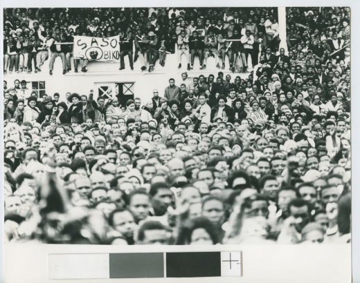 Menschenmenge bei Steve Bikos Beerdigung in King Williams Town, 25. September 1977 (South African History Archive, Collection AL2547. Der Fotograf und die eventuellen Rechteinhaber dieses Fotos sind unbekannt.)