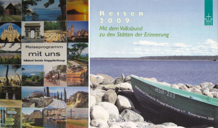 links: Deckblatt eines Reiseprogramms, verwendet für VDK-Reisen seit den 1980er-Jahrenrechts: Titelbild des VDK-Reisekatalogs 2009(VDK-Archiv Kassel)