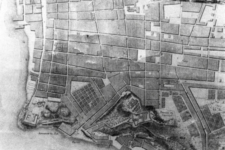 This map, produced for the Prince Regent in 1808, illustrates that the city’s design was not structured around regular, straight, and rectilinear streets but on carefully plotted individual blocks. The streets, while somewhat disordered, do not exhibit the tumultuousness of Europe’s medieval streets, but they are almost an afterthought, and their primary function was not movement but access to the built environment.(T.A. Reis, Planta da Cidade de São Sebastião, Rio de Janeiro levantada por ordem de Sua Alteza Real o Príncipe Regente no anno de 1808, Real Arsenal Militar, 1812. Courtesy of the Museu Histórico Nacional, Rio de Janeiro) This map, produced for the Prince Regent in 1808, illustrates that the city’s design was not structured around regular, straight, and rectilinear streets but on carefully plotted individual blocks. The streets, while somewhat disordered, do not exhibit the tumultuousness of Europe’s medieval streets, but they are almost an afterthought, and their primary function was not movement but access to the built environment.(T.A. Reis, Planta da Cidade de São Sebastião, Rio de Janeiro levantada por ordem de Sua Alteza Real o Príncipe Regente no anno de 1808, Real Arsenal Militar, 1812. Courtesy of the Museu Histórico Nacional, Rio de Janeiro)