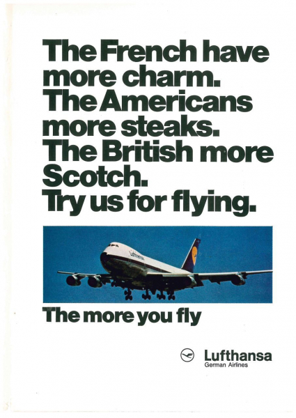 Lufthansa-Werbeanzeige, 1974(Historisches Firmenarchiv Lufthansa) Lufthansa-Werbeanzeige, 1974(Historisches Firmenarchiv Lufthansa)