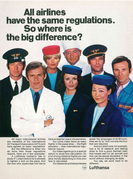 Lufthansa-Werbeanzeige, 1970(Historisches Firmenarchiv Lufthansa) Lufthansa-Werbeanzeige, 1970(Historisches Firmenarchiv Lufthansa)