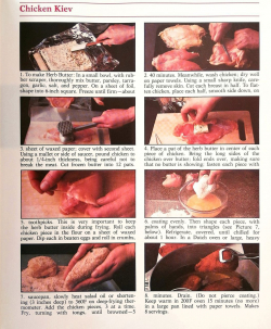 Ein Beispiel für die Cooking Schools aus »The New McCall’s Cookbook«: Zubereitung von »Chicken Kiev« in Wort und Bild