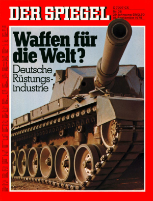 SPIEGEL-Cover 38/1975. In der sozialliberalen Ära nahmen westdeutsche Rüstungsexporte sprunghaft zu. 30 Jahre nach dem Ende der NS-Herrschaft sei die Bundesrepublik dabei, auch auf diesem Feld die Nachkriegszeit hinter sich zu lassen – so der »Spiegel« mit zustimmenden Untertönen in einer Titelstory von 1975. Später beleuchtete das Magazin internationale Geschäfte mit deutschen Waffen immer wieder kritisch.