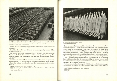 Buchgestaltung für Augenarbeiter: Bilder im Breitformat auf einer Doppelseite in M.T.C. (aus: Sigfried Giedion, Mechanization Takes Command. A Contribution to Anonymous History, New York 1948, S. 122f.)