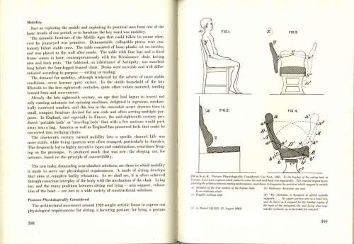 US-Patent von 1885 für einen ergonomisch geformten, verstellbaren Eisenbahnsitz (Zeichnung rechts unten) (aus: Sigfried Giedion, Mechanization Takes Command. A Contribution to Anonymous History, New York 1948, S. 398f.)