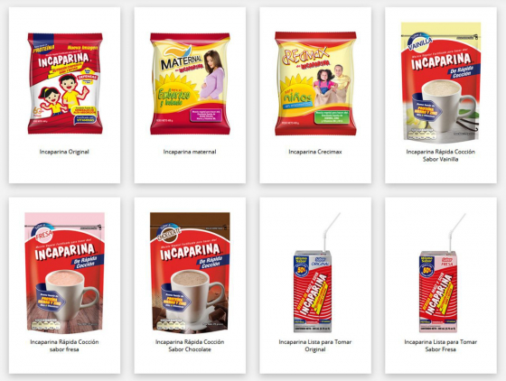 ›Incaparina es energía, fuerza y salud para toda la familia‹ (›Incaparina is energy, power and health for the whole family‹): recent product images of Incaparina (<https://www.centraldealimentos.com/marcas/incaparina/>; screenshot, April 2021) ›Incaparina es energía, fuerza y salud para toda la familia‹ (›Incaparina is energy, power and health for the whole family‹): recent product images of Incaparina (<https://www.centraldealimentos.com/marcas/incaparina/>; screenshot, April 2021)