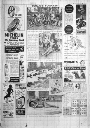 »Bengal’s Foodless« (aus: The Statesman, 22.8.1943, unpaginiert. Leider waren die Zeitungsseiten nur als Scans vom Mikrofilm und dementsprechend in sehr schlechter Qualität verfügbar.) »Bengal’s Foodless« (aus: The Statesman, 22.8.1943, unpaginiert. Leider waren die Zeitungsseiten nur als Scans vom Mikrofilm und dementsprechend in sehr schlechter Qualität verfügbar.)