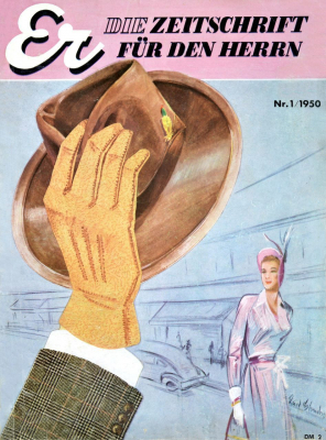 Er. Die Zeitschrift für den Herrn 1 (1950/51) H. 1, S. 1; Zeichnung: Kurt Glombig Anmerkungen