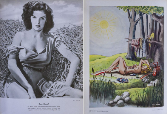 Links: Er. Die Zeitschrift für den Herrn 1 (1950/51) H. 4, S. 19; Foto: RKO (HD) Rechts: Er. Die Zeitschrift für den Herrn 1 (1950/51) H. 10, S. 22; Zeichnung: Will Halle Links: Er. Die Zeitschrift für den Herrn 1 (1950/51) H. 4, S. 19; Foto: RKO (HD) Rechts: Er. Die Zeitschrift für den Herrn 1 (1950/51) H. 10, S. 22; Zeichnung: Will Halle