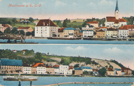 Abb. 4: »Mauthausen a.D., O.-Ö.«, Postkarte, gelaufen, 1919, kolorierter Lichtdruck (Vertrieb: Karl J.V. Poglies, Ebelsberg)