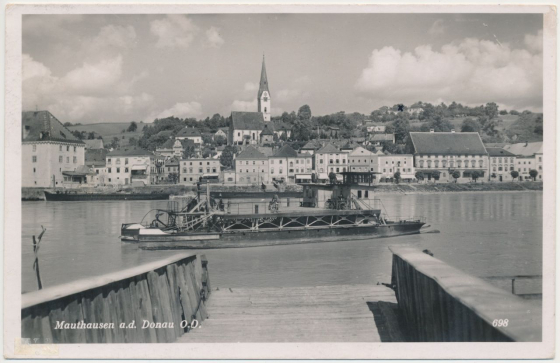 Abb. 7: »Mauthausen a.d. Donau O.D.«, Postkarte, gelaufen, 8.6.1941, Echte Photographie (Verlag Franz Mörtl, Wien). Das Bildmotiv zeigt eines der Teilbilder der vorigen Karte.