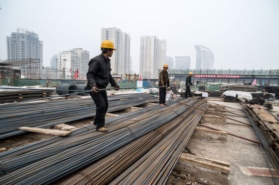 Wanderarbeiter auf einer Baustelle, Beijing, März 2013 (Flickr, Joe Tym/Ding Zhou, Construction Workers-19.jpg, CC BY-NC-SA 2.0 )