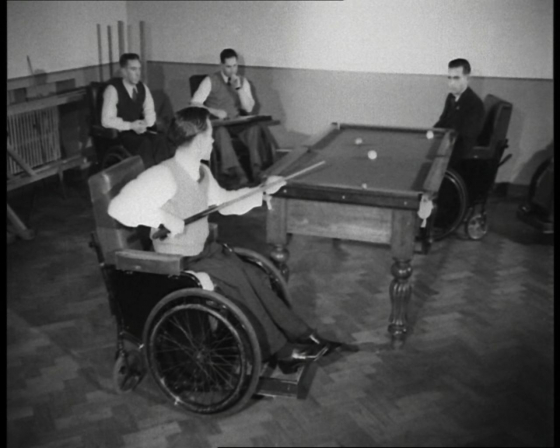 Disabled men, probably veterans, playing snooker in a new hospital for paraplegics at Isleworth, 1949 (British Pathé, Film ID: 2278.07) Disabled men, probably veterans, playing snooker in a new hospital for paraplegics at Isleworth, 1949 (British Pathé, Film ID: 2278.07)
