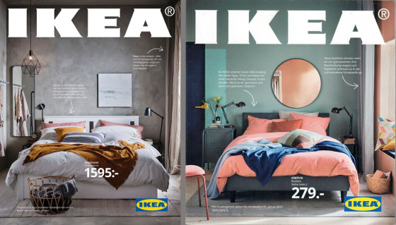 Links: IKEA-Katalog Schweden 2021, Titelseite (© Inter IKEA Systems B.V., URL: https://ikeamuseum.com/en/digital/ikea-catalogues-through-the-ages/2020s-ikea-catalogues/2021-ikea-catalogue/) Rechts: IKEA-Katalog Deutschland 2020/21, Titelseite (© Inter IKEA Systems B.V.) Links: IKEA-Katalog Schweden 2021, Titelseite (© Inter IKEA Systems B.V., URL: https://ikeamuseum.com/en/digital/ikea-catalogues-through-the-ages/2020s-ikea-catalogues/2021-ikea-catalogue/) Rechts: IKEA-Katalog Deutschland 2020/21, Titelseite (© Inter IKEA Systems B.V.)
