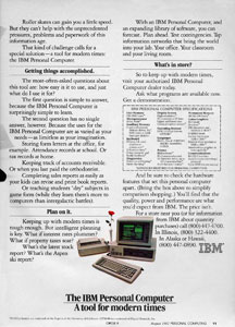 ‘Charlie Chaplin’ (in fact Bill Scudder, a professional mime and lookalike) was the focus of the memorable print and TV campaign for the IBM PC and its successor products, which ran from 1981. In the classic film Modern Times of 1936, Chaplin’s ‘Little Tramp’ character is a factory worker persecuted by gigantic assembly-line machinery; the PC campaign asserts that the machines of the microcomputing age work for the individual, not against him.