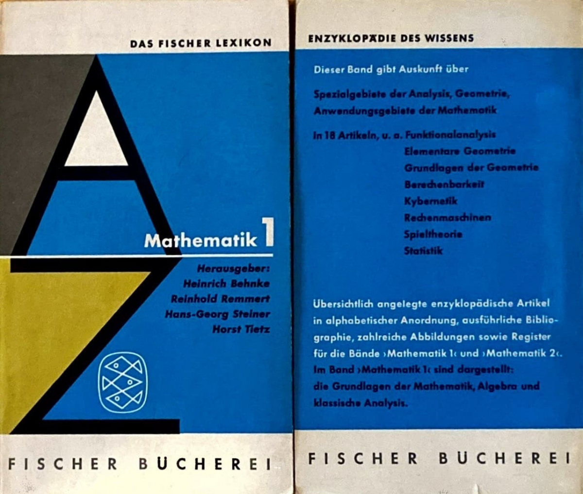 Lexikon-Band 29: Mathematik 1 (1964) und Rückseite Mathematik 2 (1966)