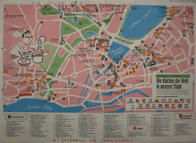 „Die Küchen der Welt in unserer Stadt“: Beilage des Hamburger Abendblatts, 21.6.1972
(Zum Vergrößern bitte auf das Bild klicken.)